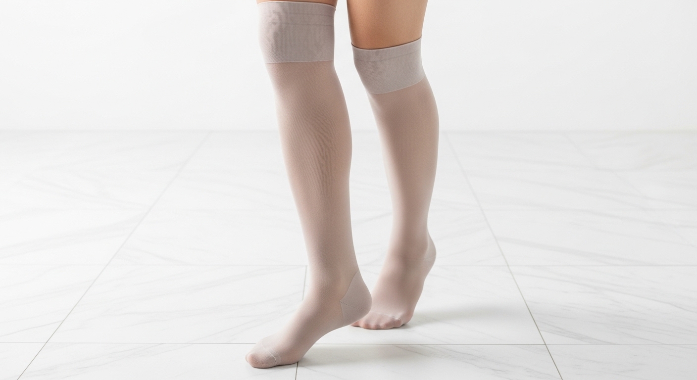 FALKE Leg Vitalizer 40 den semi-opaque compression tights worn with heels